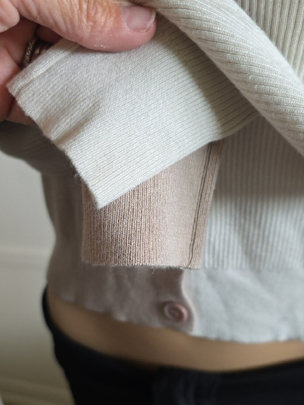 Crescent Cream Ribbed Button-Front Cardigan - Picture 4 of 7
